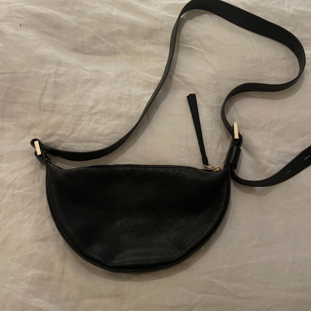 All Saints Half Moon Leather Crossbody Bag